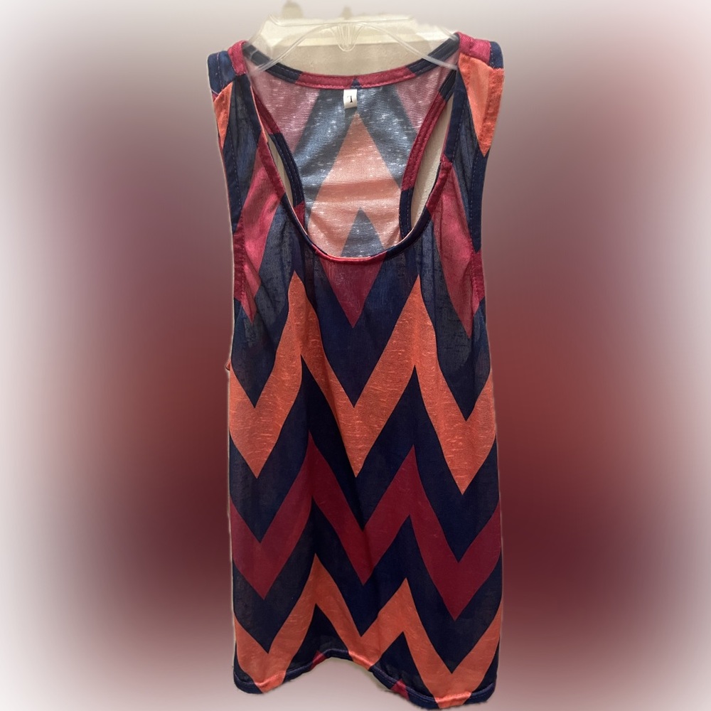Funky women's summer shirt size is "large" but it ran small. EUC